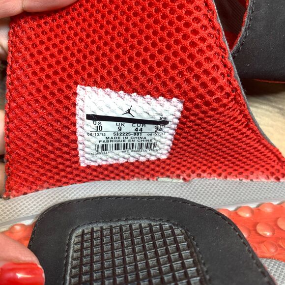 Jordan Hydro IV Retro Shoes Mens Size 10 Slide Sandals 532225-001 Black Red - Picture 7 of 9